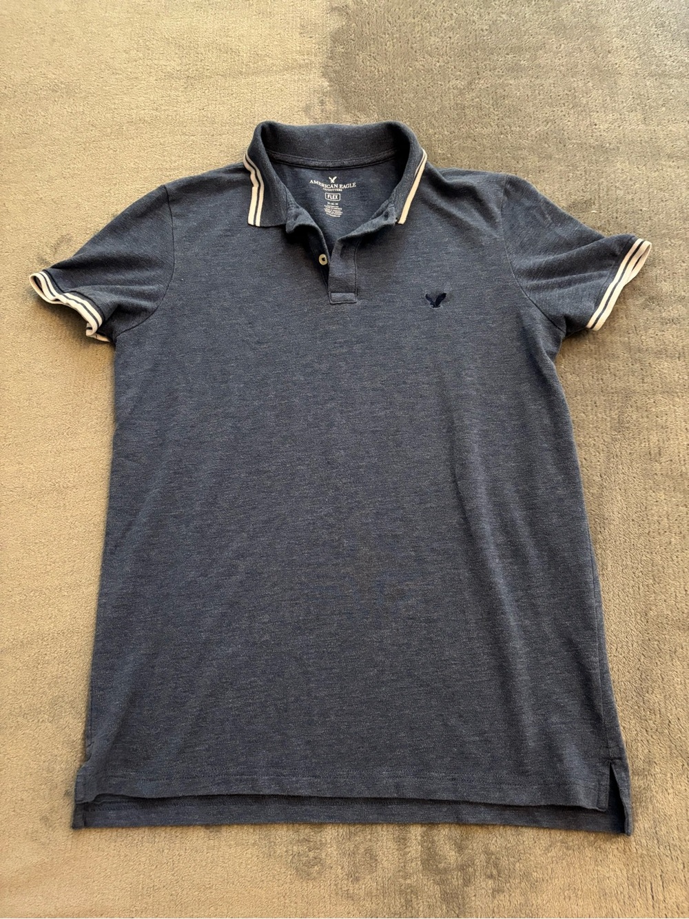 American Eagle Outfitters Men’s Navy Polo with White Trim